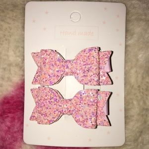 Light Pink Glitter Hair Clip- Set Of Two